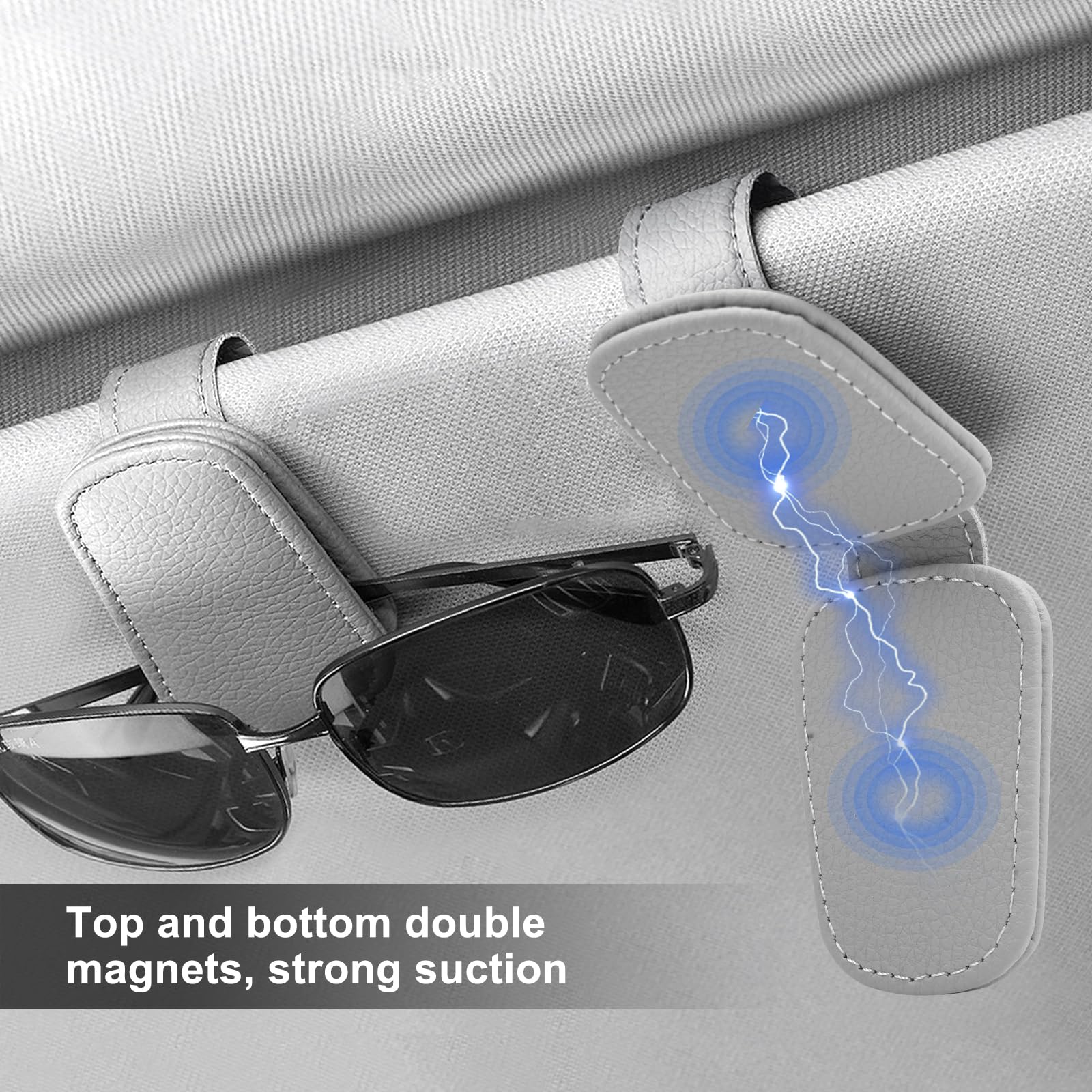 Support Lunettes Voiture Clip Pare-Soleil - Porte Lunettes De Soleil Et Cartes