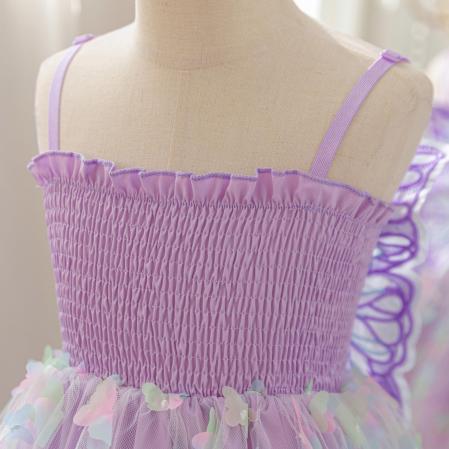 NNJXD Robe en tulle arc-en-ciel pour bébé fille - Fée papillon - Pour fête d'anniversaire