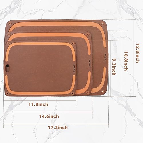 Miniatura 6 de Tabla de cortar de fibra de madera para cocina, tabla de cortar de madera no porosa de alta densidad con ranura para jugo y pies antideslizantes,