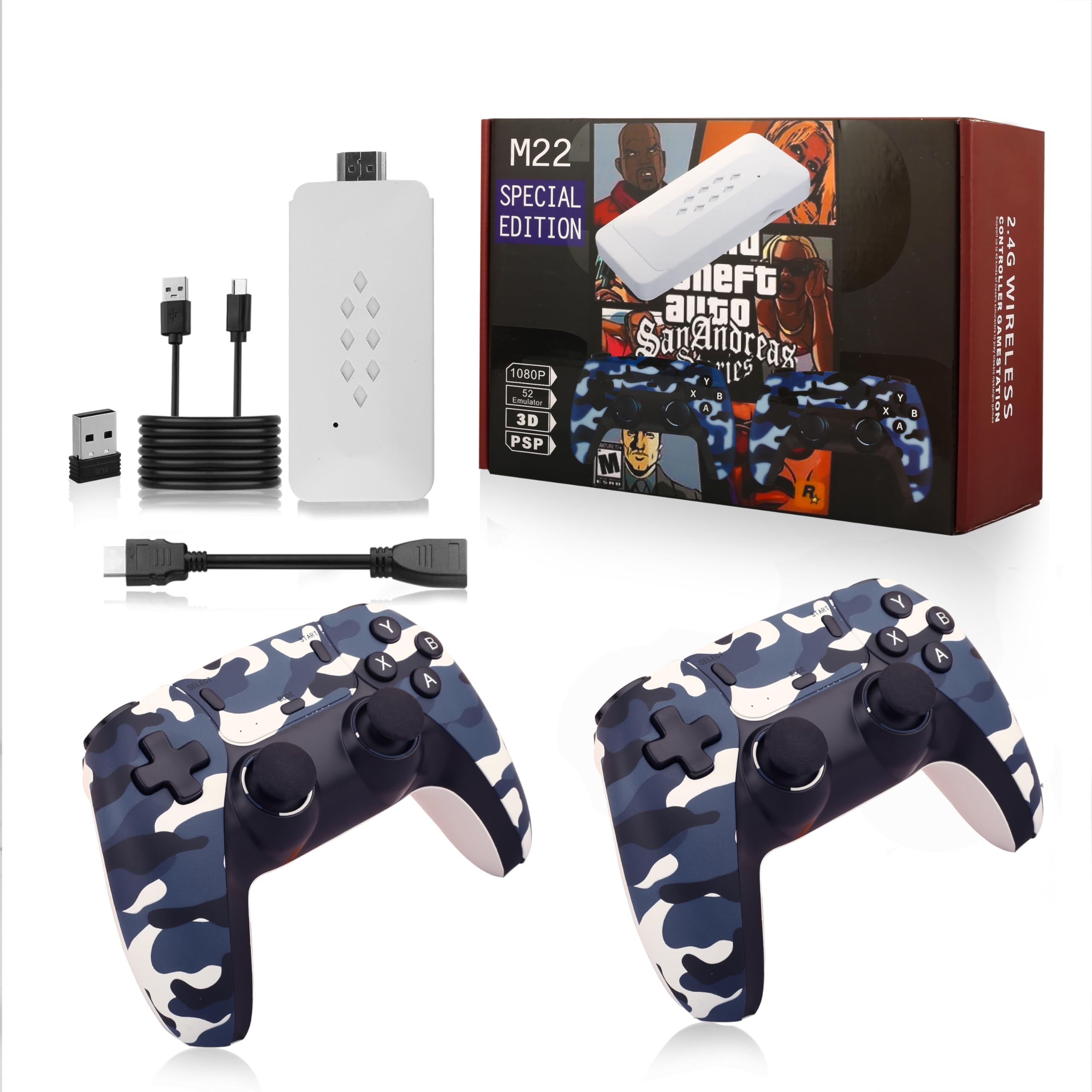 M22 Special Edition Retro Game Console - Wireless Controller Gamepad - with 52 Emulators 30,000+ Games, 1080P HD Graphics, 64GB Storage, Video Game TV Stick for All Ages-image-4