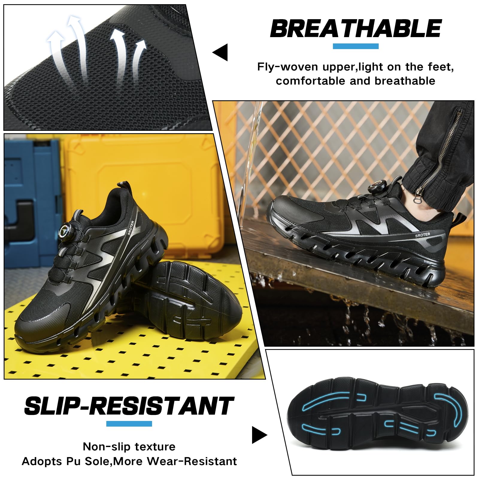 AEKYIWL Scarpe Antinfortunistiche Uomo Donna Bassa Scarpe da Lavoro Leggere Comode Antiscivolo Traspiranti Scarpe Antinfortunistica