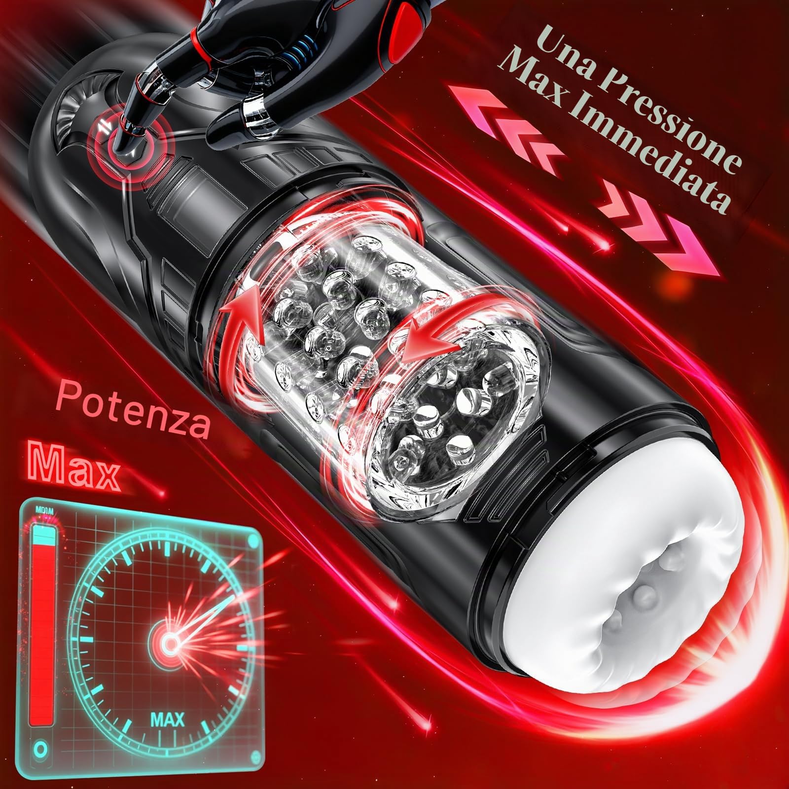 HIVEFUN Masturbatore Uomo, 7x7 Modi, Turbo con un Clic, Sex Toys Uomo | Spinta & Rotazione, Doppio Motore & Potente Ventosa, Rivestimento TPE 3D, Toys Sessuali per Uomini, Masturbatore Maschile