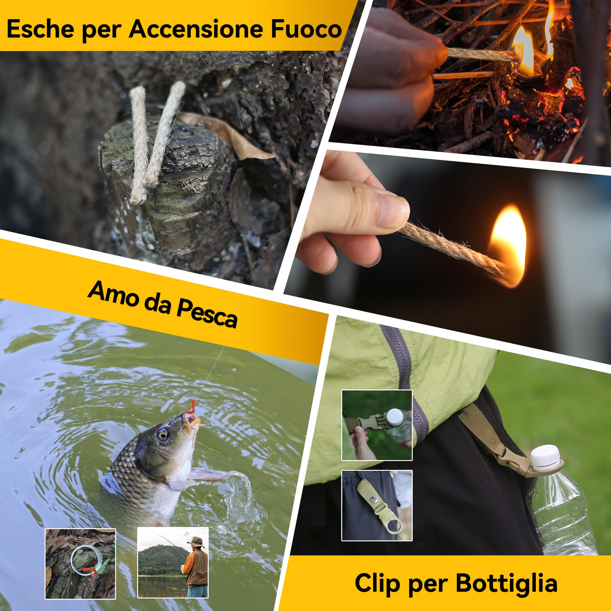 14 in 1 Survival Kit Kit di Sopravvivenza Multiuso, Usato per Esterna First Aid Kit per Gli Sport all'Aria Aperta, Campeggio, Alpinismo, Pietra Focaia / Coperta Termica / Fischio / Bracciali Paracadute