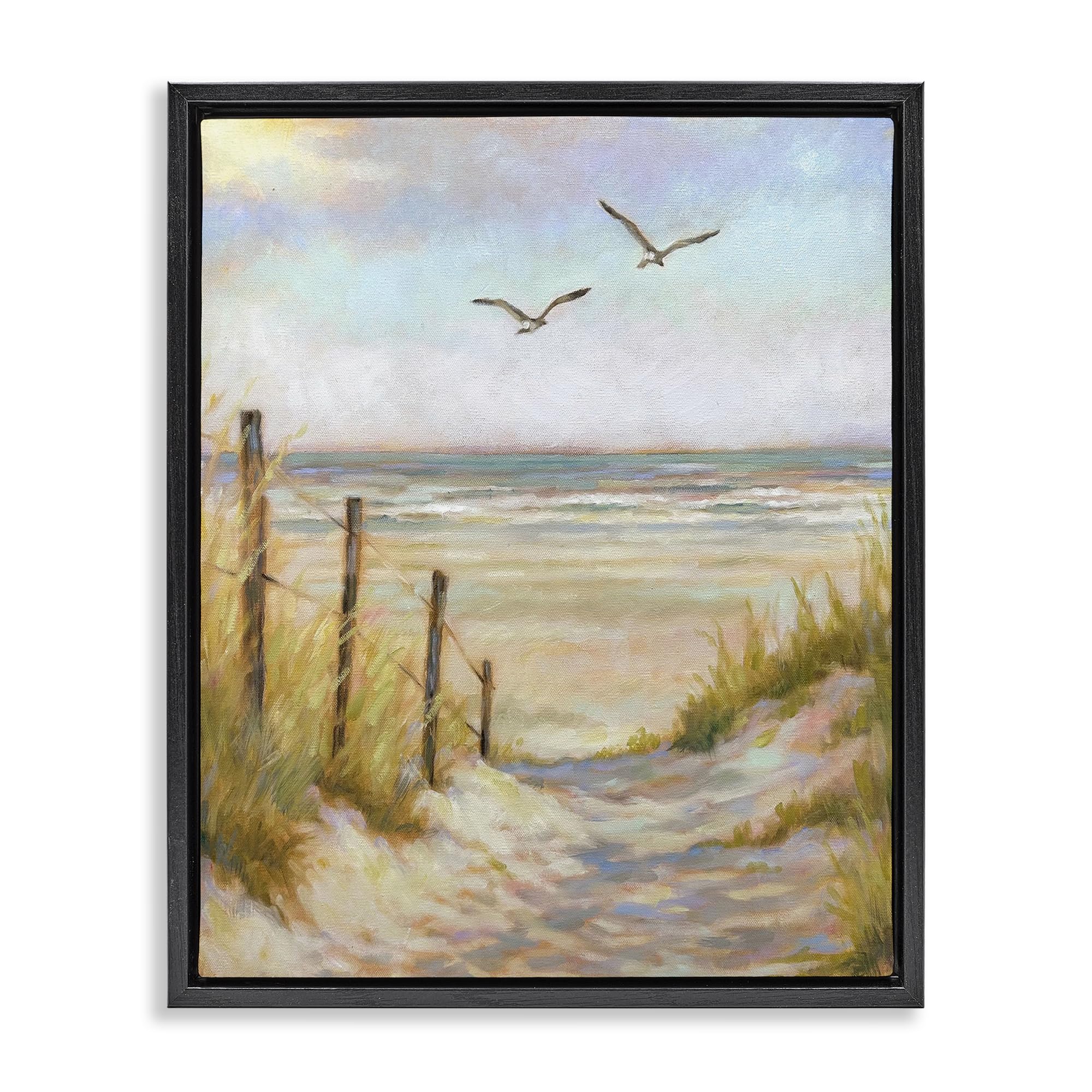 Stupell Industries Jet Black (Matte) 'Tranquility Beach Coastal Path'| Floating Frame Canvas Art