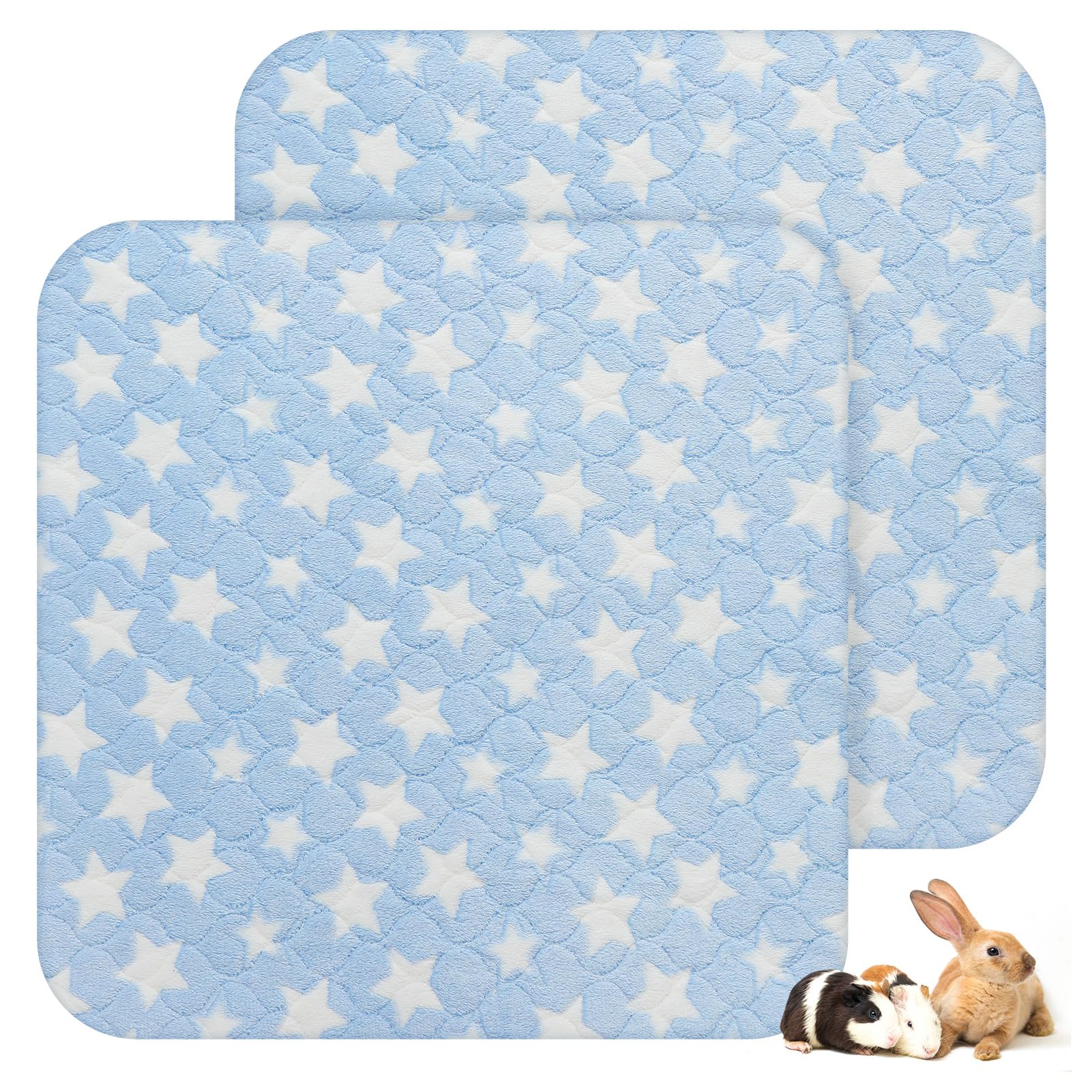 Scenereal 2 Pack Small Animal Bed Mat, Guinea Pig Fleece Cage Liners with Cute Star Pattern, Soft & Warm Pet Bedding Sleeping Pad for Bunny, Rat, Hedgehog, Sugar Glider, Chinchilla — image 1