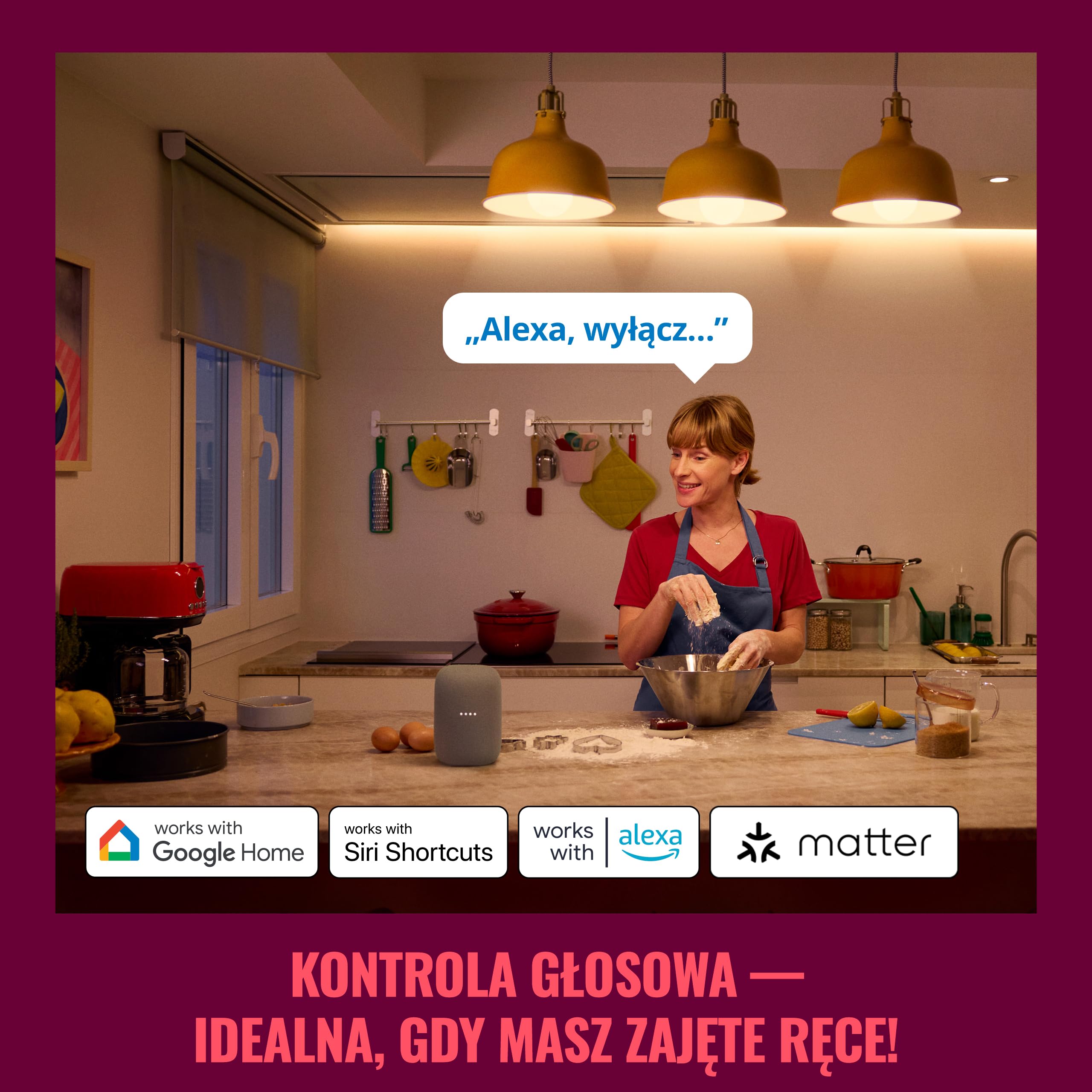 WiZ Wi-Fi Smart Plug, Typ F, 230 V, 50 Hz, Łatwa Konfiguracja, Certyfikat Matter, Inteligentne Sterowanie, Komendy Głosowe, Działa z Alexa, Google Home i Apple Home, Zestaw 1 Szt.