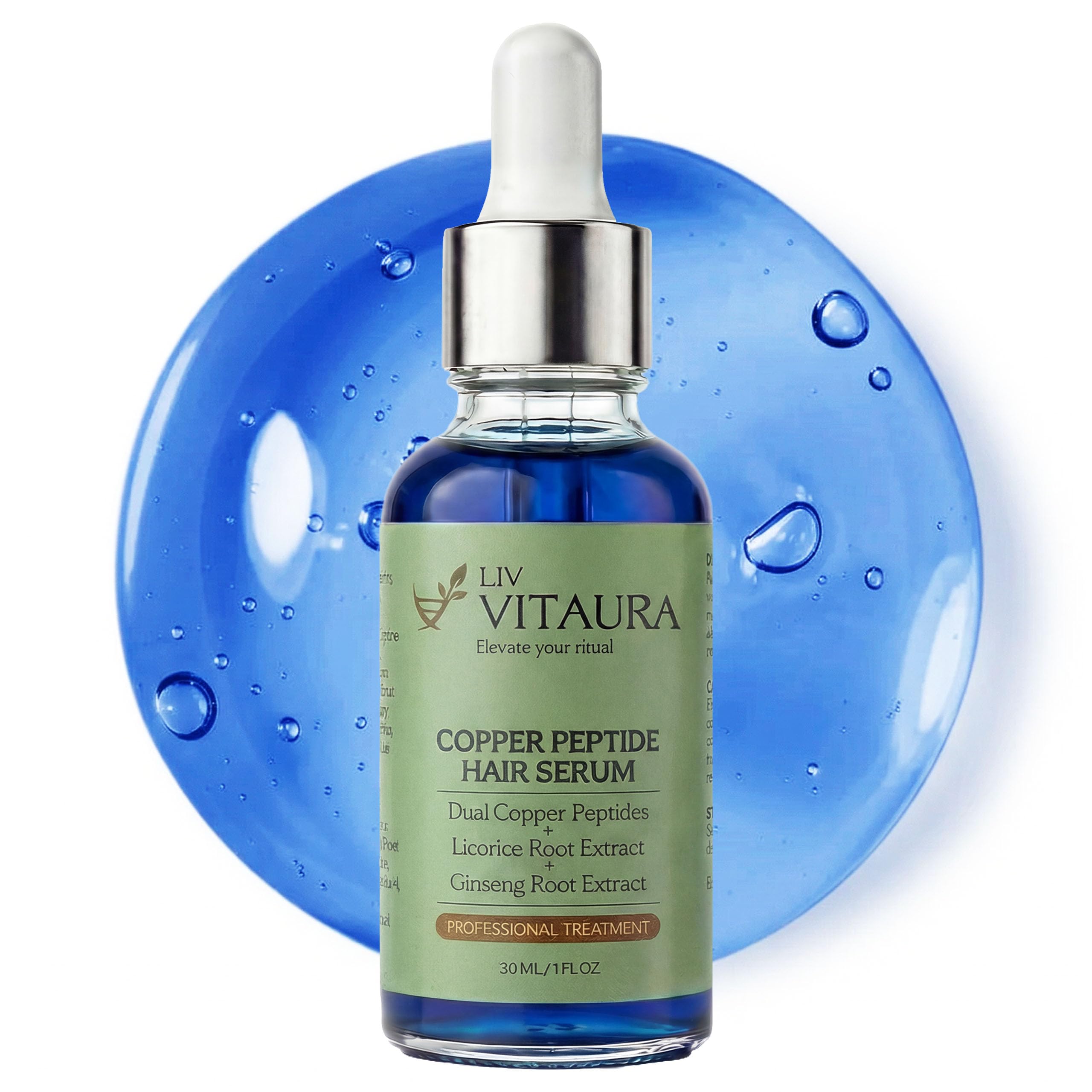 Copper Peptides for Hair Growth Serum GHK-Cu 10% + AHK-Cu 5% Dual Peptide Complex, Scalp Serum for Thinning Hair, Thicker Fuller-Looking Results for Men and Women, Fast Absorbing