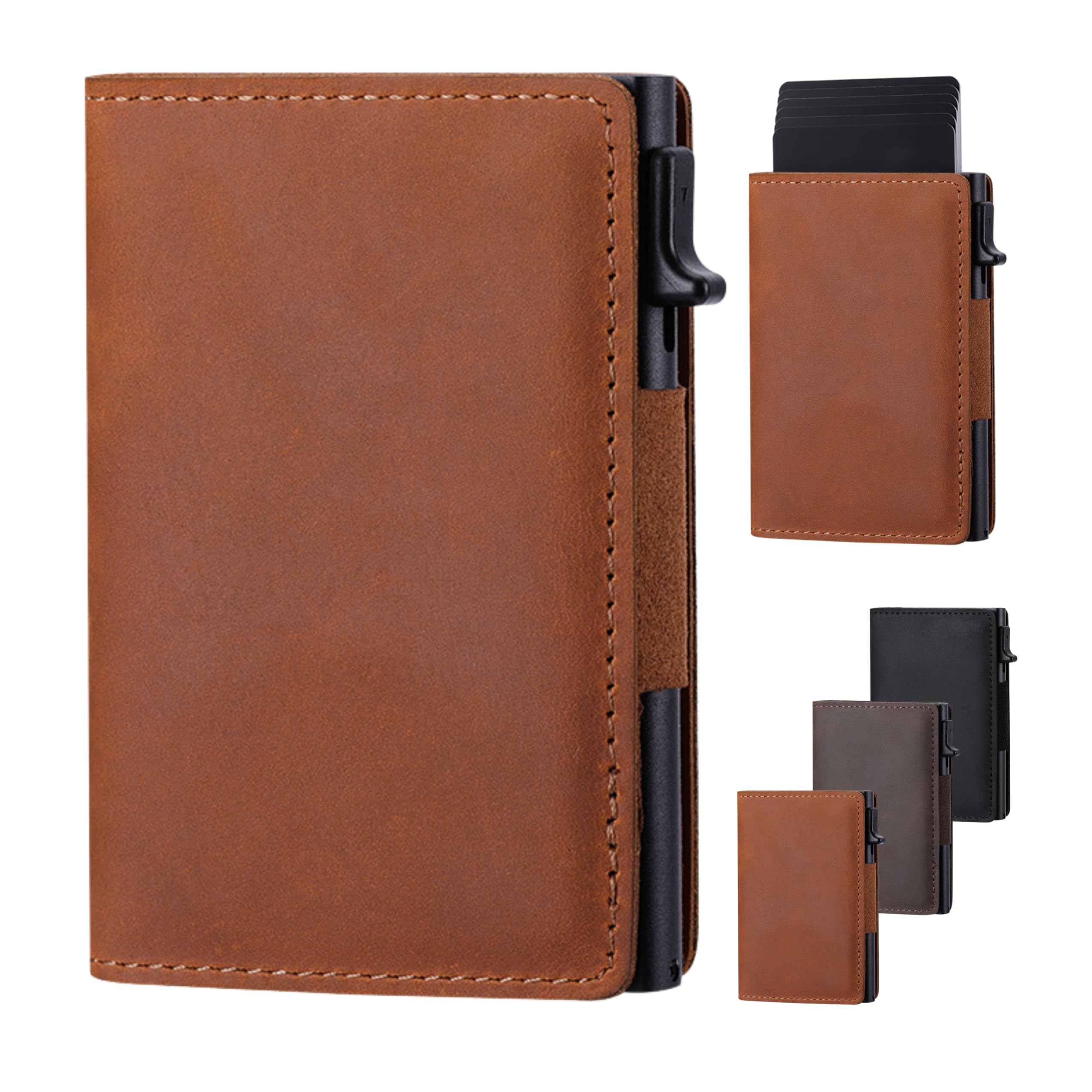 GenericArabian Oryx Genuine Leather RFID Blocking Men's Minimalist wallet (Brown)