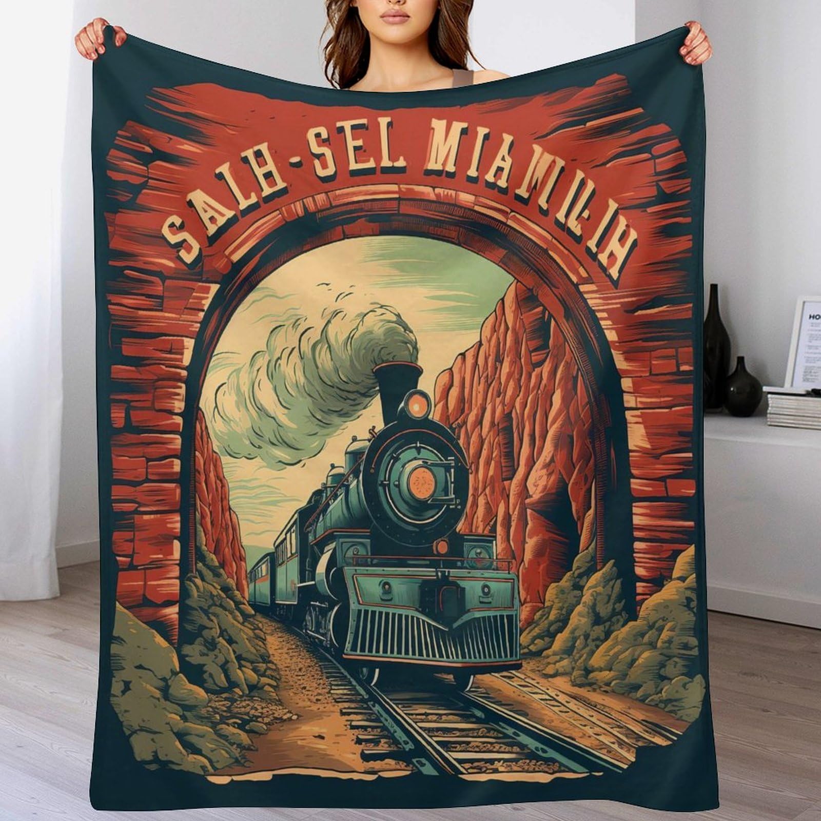 Couverture train à vapeur premium en flanelle douce toutes saisons