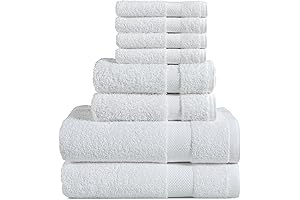 BolBom*S 8 Piece Towel Set- Ultra Soft 100% Pure Cotton
