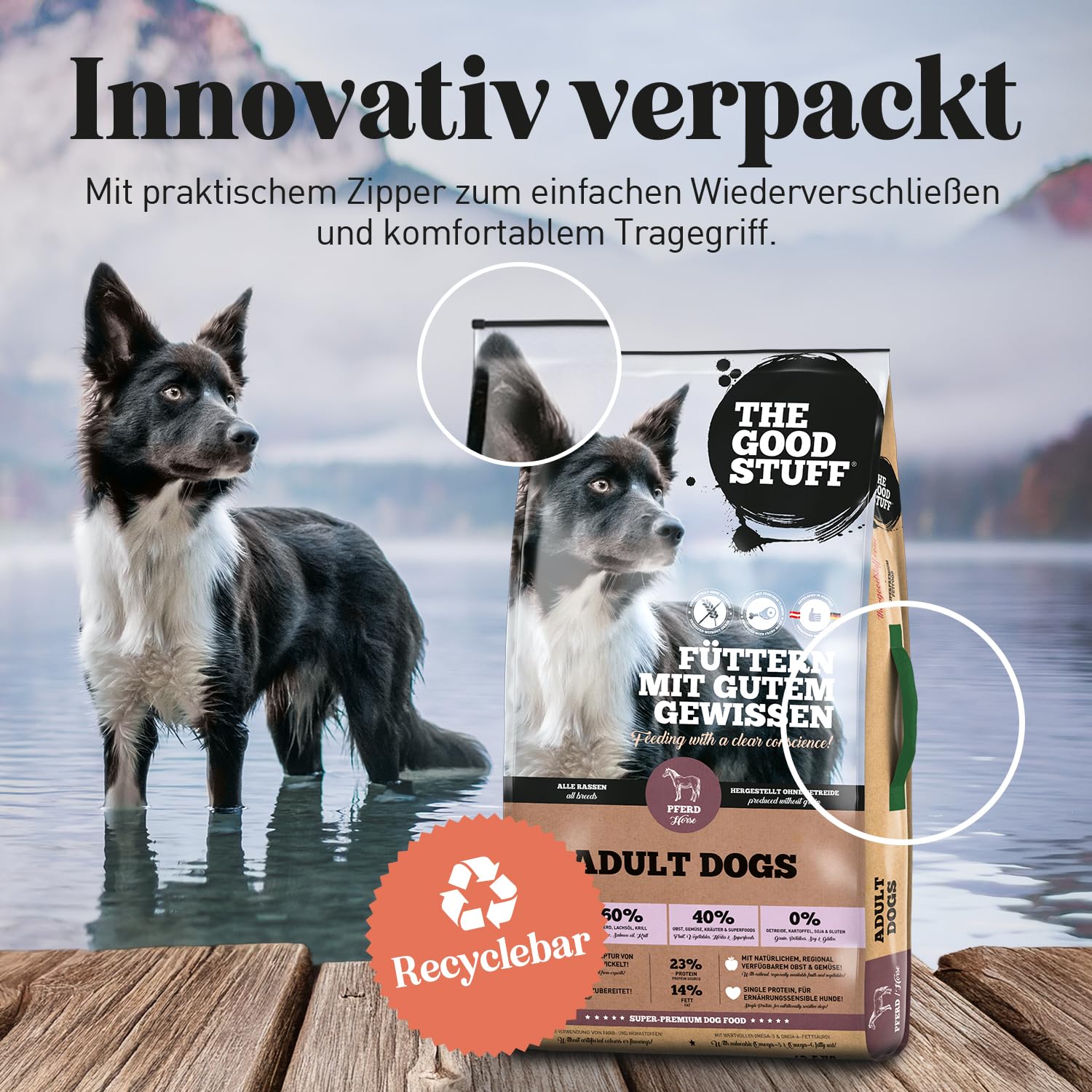 THE GOODSTUFF Pferd (Adult) 12,5 kg | Hochwertiges Hundetrockenfutter getreidefrei | Mit frischem Pferdefleisch | Hundefutter trocken für ausgewachsene Hunde | Super-Premium Trockenfutter für Hunde