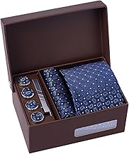 BRERA 67 -5 Pieces Men's Elegant Tie + Pocket Square + Cufflinks + Button Covers + Tie Clip, Men's Set with Gift Box
