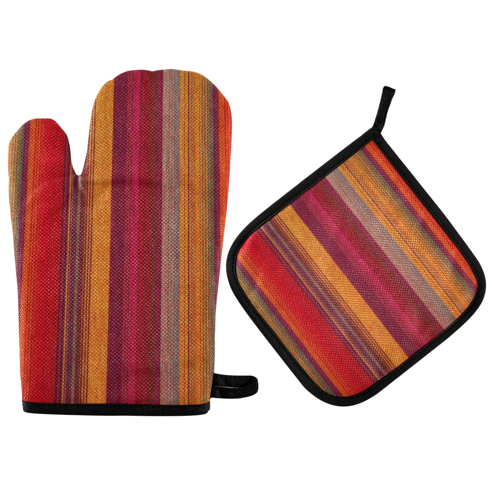 6-teiliges Ofenhandschuh-Set Aus Recycelter Baumwolle – 2 Handschuhe & 4 Topflappen, Hitzebeständig Bis 250°C, Rutschfest