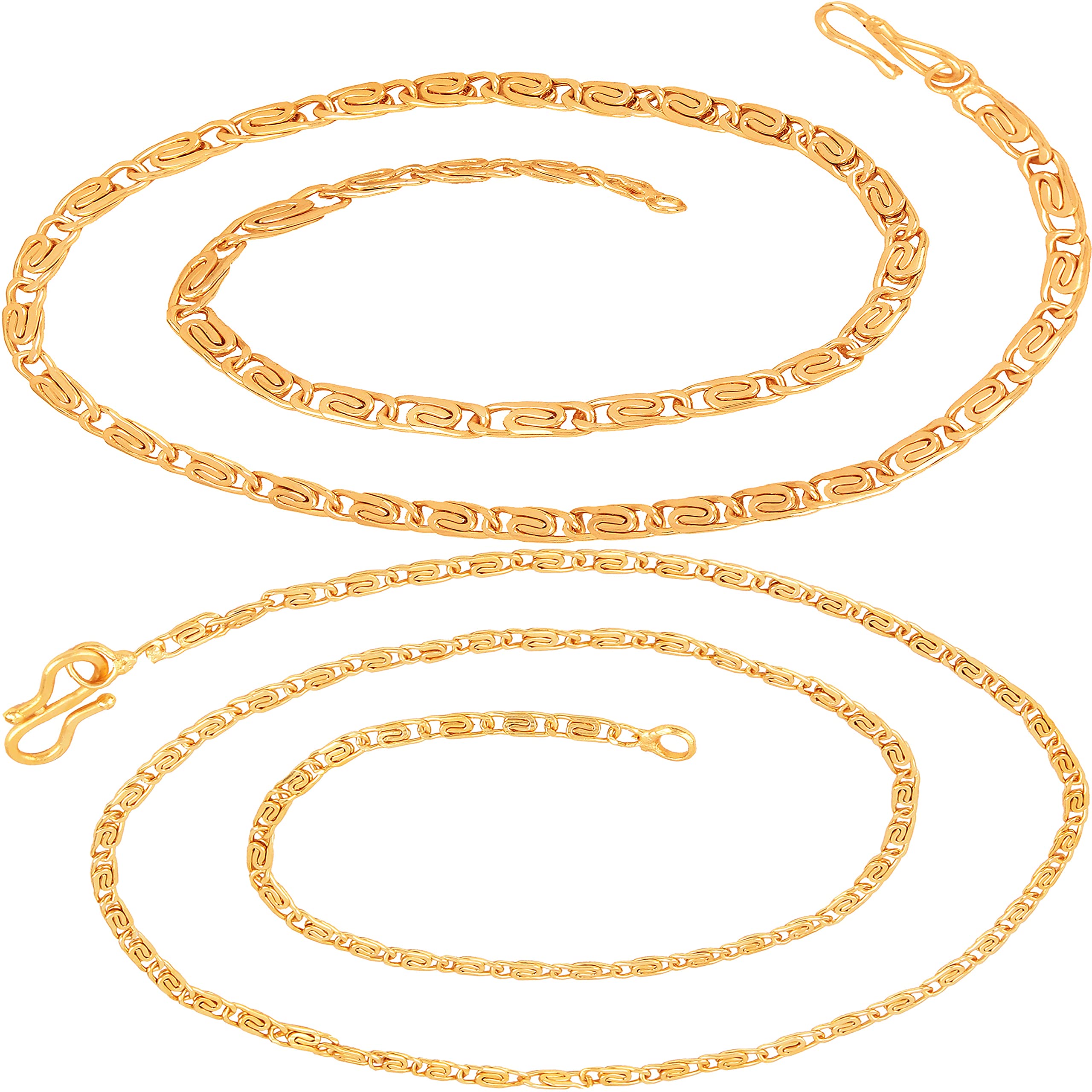 Men's Gold Plated Chain | Chain set for men | Brass Material | Men's fashion accessories | Light Weight Chain For Boys | Chain combo for men and Women - 24 Inches Long-image-39
