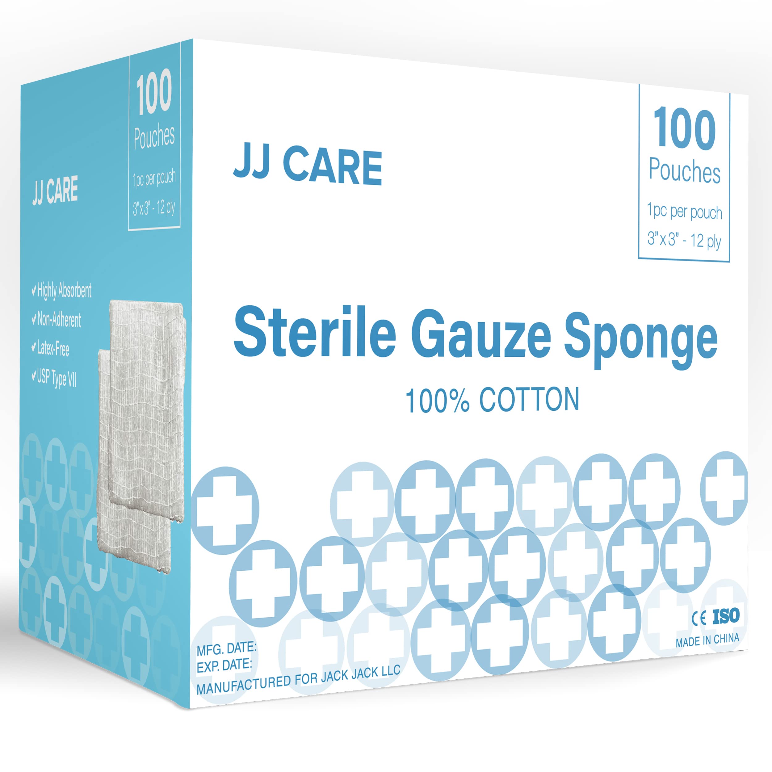 Buy JJ CARE Sterile Gauze Pads [Pack of 100], 3x3 Gauze Pads, Sterile