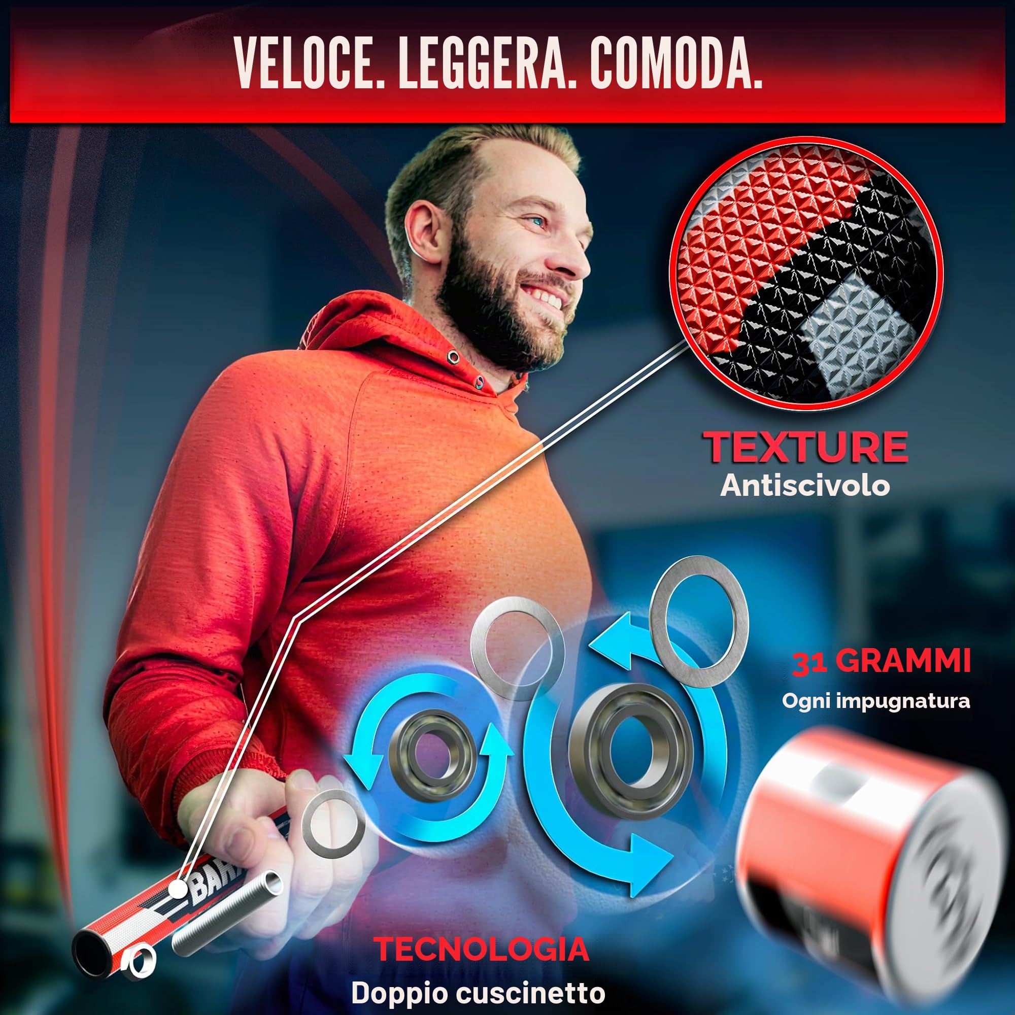 BARACUS Corda per saltare per donne, uomini, bambini | accessori da palestra per donne | attrezzature per l'allenamento a casa | pesas para ejercicios en casa - Corda professionale per velocità con