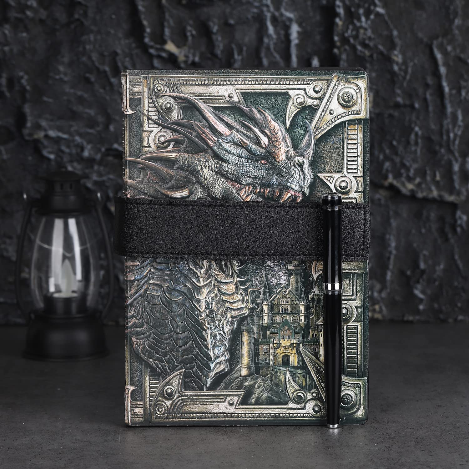 LISGO Vintage Dragon Embossed Leather Notebook DND Notebook Travel Journal with Ballpoint Pen and Pen Sleeve Antique Handmade A5 Journal,Hardcover Liner,Writing Notebook Gift for Men Women Bronze - Image 4