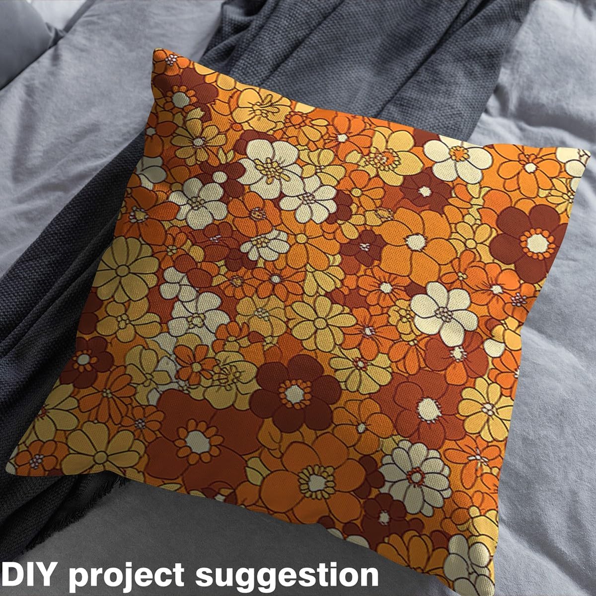 Erosebridal Vintage Flower Indoor Not Stretchy Decor,Groovy Floral Decor,Garden Blossoms Flannel Fabric by The Yard,Tropical Plant Material by The Yard,Retro Old Fashion Upholstery Fabric,10 Yards