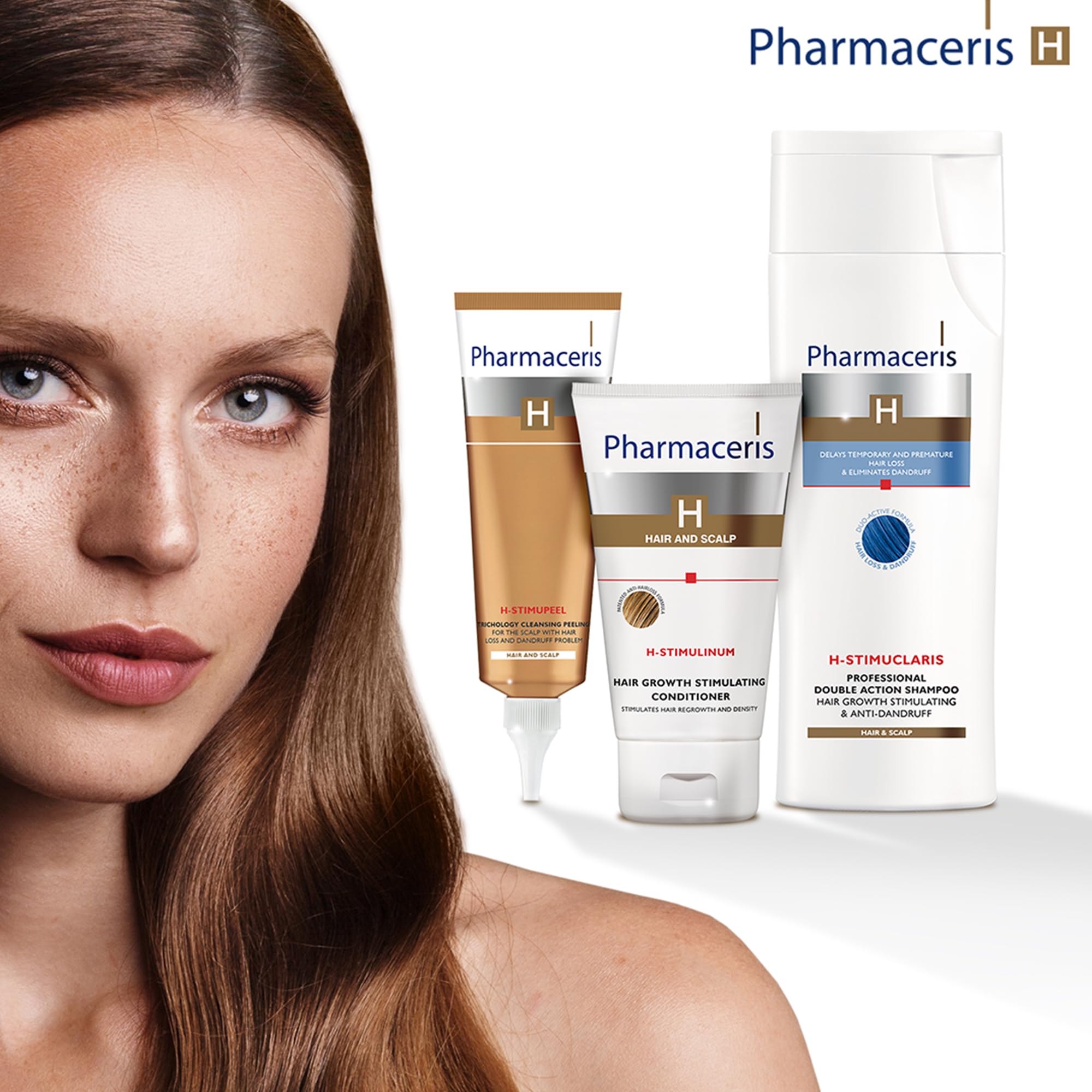 Pharmaceris H Stimuclaris, Double Action Shampoo, Haarwachstum Stimulierendes und Anti-Schuppen-Shampoo, gegen Fettiges Haar, Haarpflege für Frauen und Männer - 250 ml