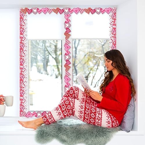 Miniatura 7 de Omlisca Decoración de tablón de anuncios para el día de San Valentín, 78.7 pies, bordes de corazón de acuarela troquelados, decoración de aula,