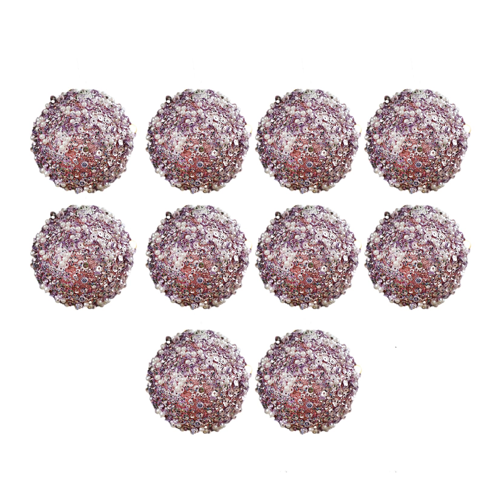 Tsophreniq 10Pcs Shatterproof Christmas Tree Baubles Festival Glittering Sequins Hanging Ornaments for Holiday Parties Decoration Seasonal Celebration Accent