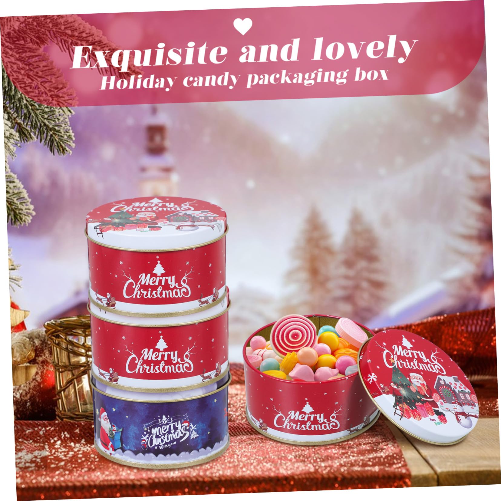 IWOWHERO Cajas De Dulces Navideñas De Hojalata 12 Unidades Colores Surtidos Diseño Estampado Navideño Resistente Portátiles Para Festivales Regalos Navideños