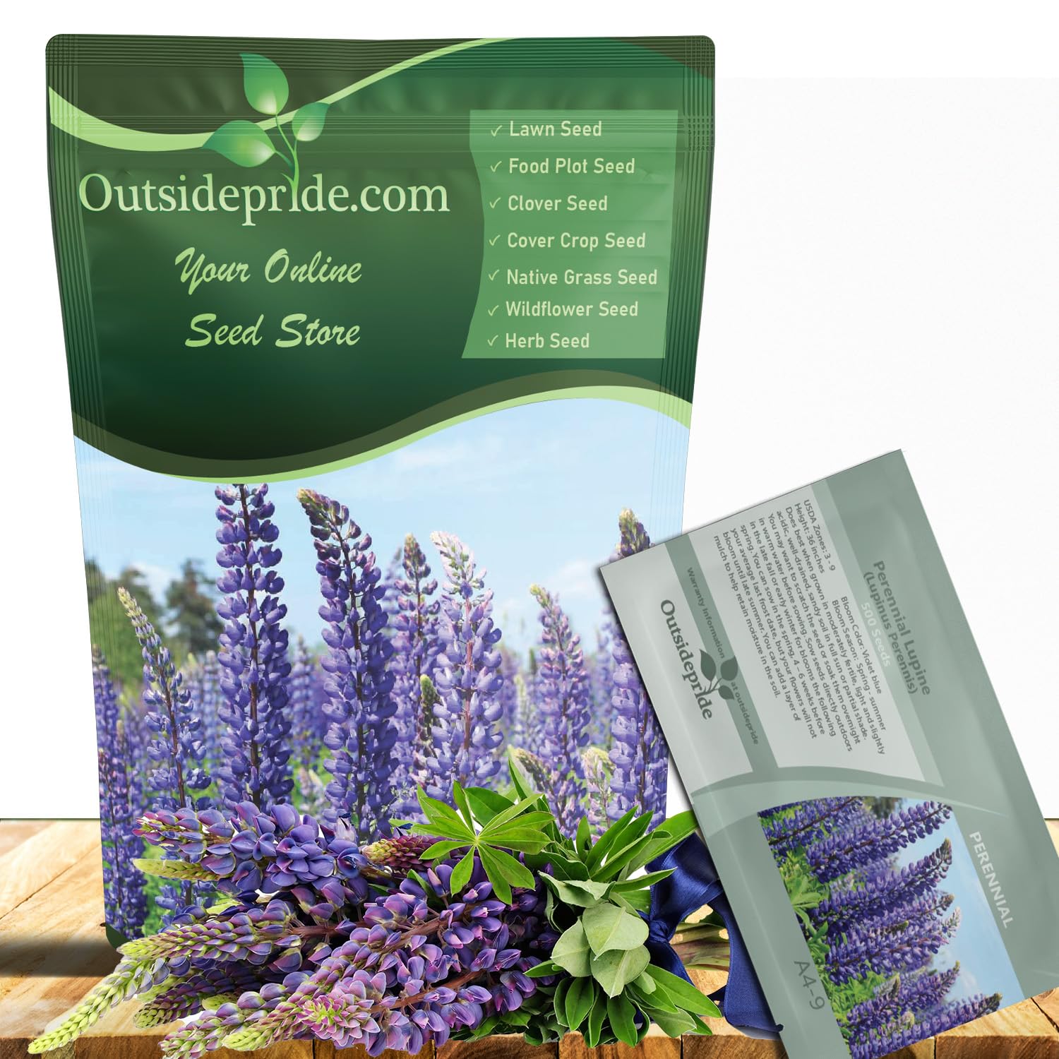 Outsidepride Wild Blue Perennial Lupine Seeds - 1 Lb. Self-Sowing, Cold Hardy & Frost Tolerant Wildflower Seeds for Fall Planting, Ideal for