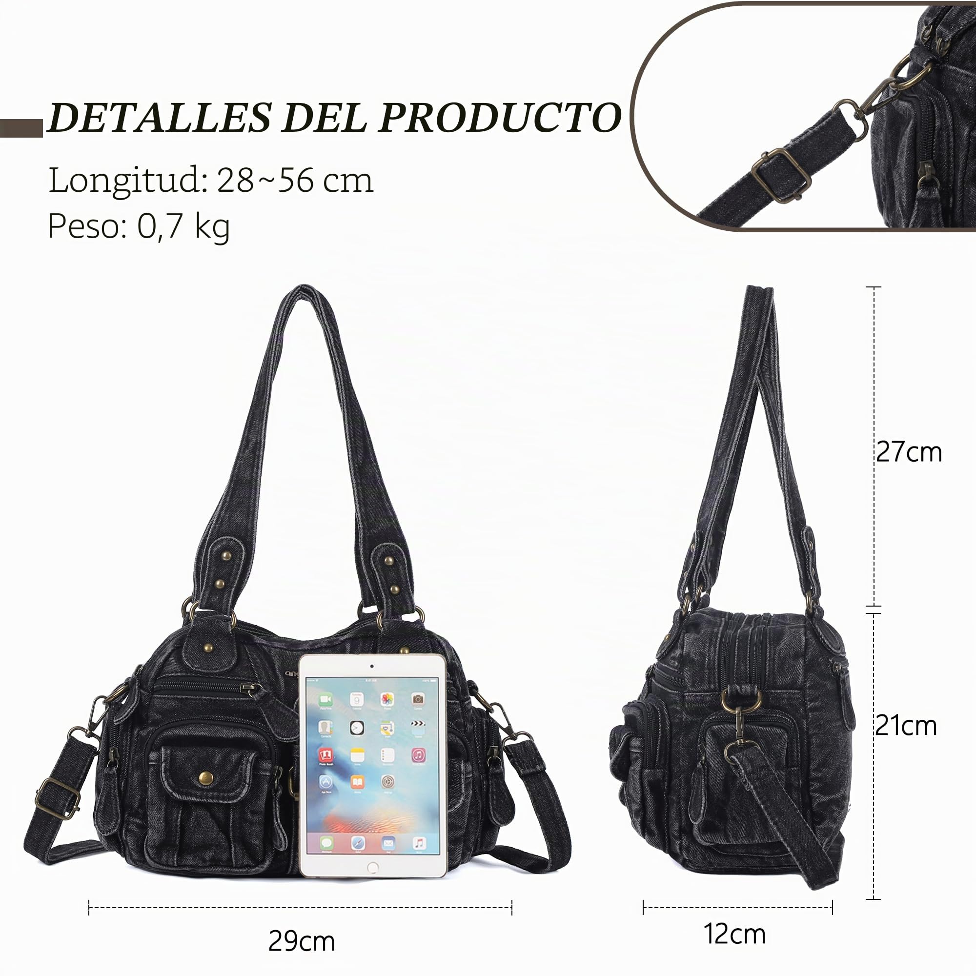 Angel Kiss Bolso Bandolera Mujer Tote Bag PU Cuero Versátil con Múltiples Bolsillos y Cremallera,Ideal para Trabajo, Compras, Viajes,Escuela y Ocasiones Casuales