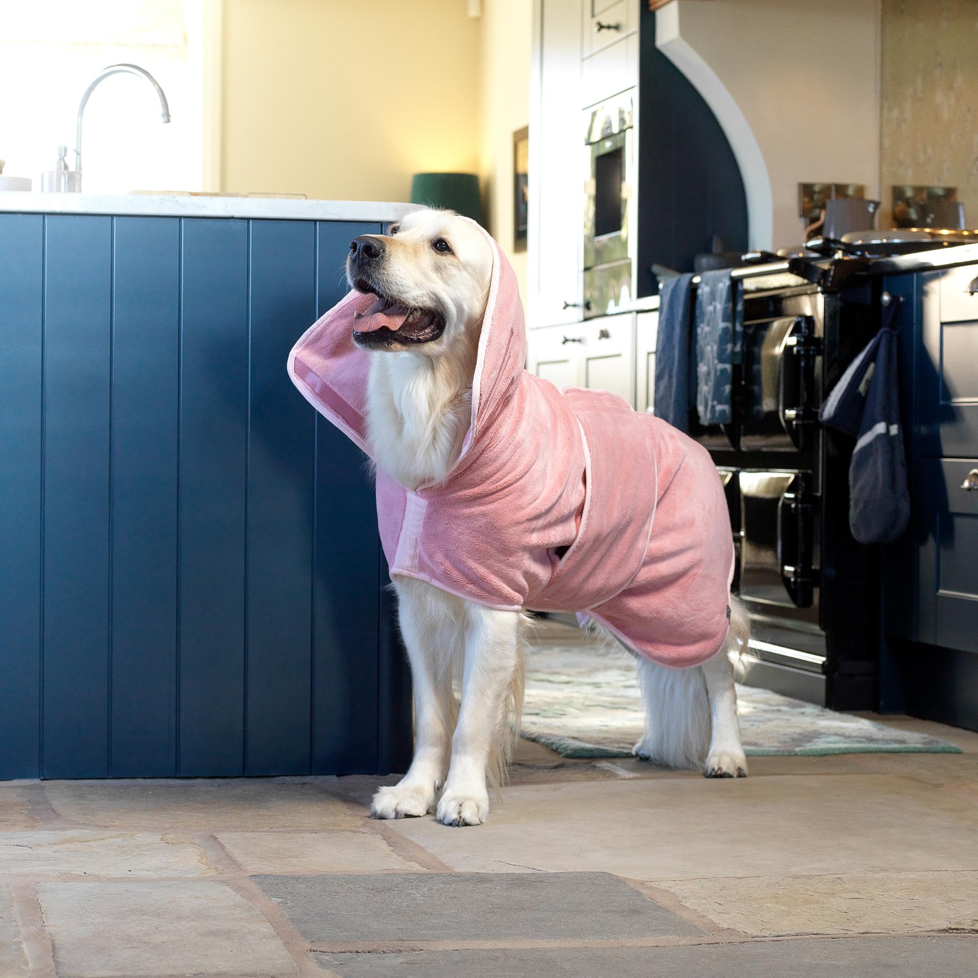 Lucky Paws® Accappatoio per cani UK – Lussuoso asciugamano a doppio strato – asciuga i cani in pochi minuti – accappatoio ultra assorbente e super morbido (S, rosa polvere)
