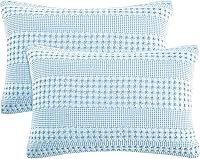 Vista 92 de PHF Fundas de almohada con tejido de gofre de 24" x 24", paquete de 2, funda de almohada cuadrada 100% algodón para decoración de ropa de cama, sin