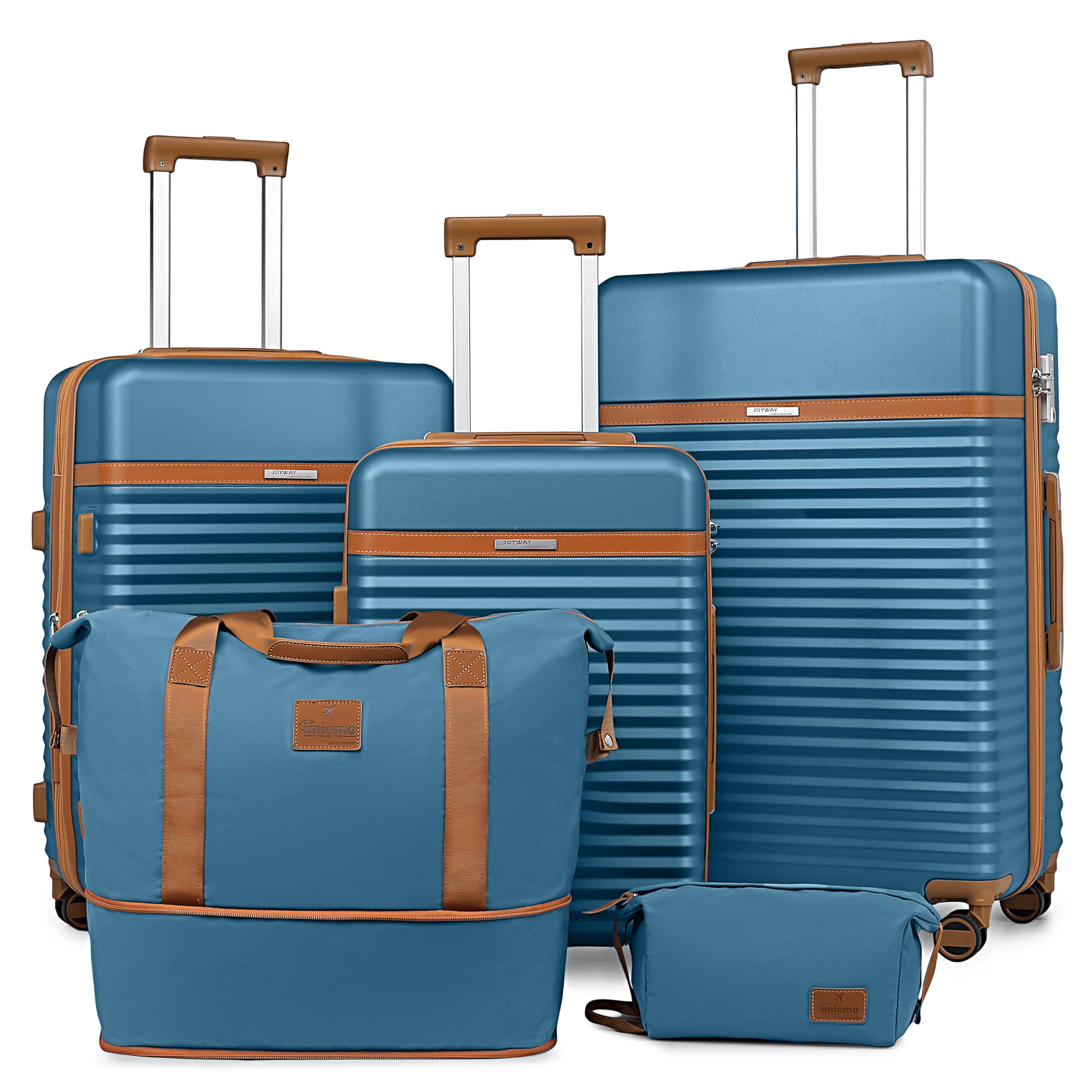 Joyway Juego 5 Maletas ABS, TSA, Ruedas 360°, Neceser y Bolsa de Viaje | Modelos M/L con 20% espacio extra, diseño anidable, asa telescópica 3 niveles, cremalleras YKK y compartimentos internos