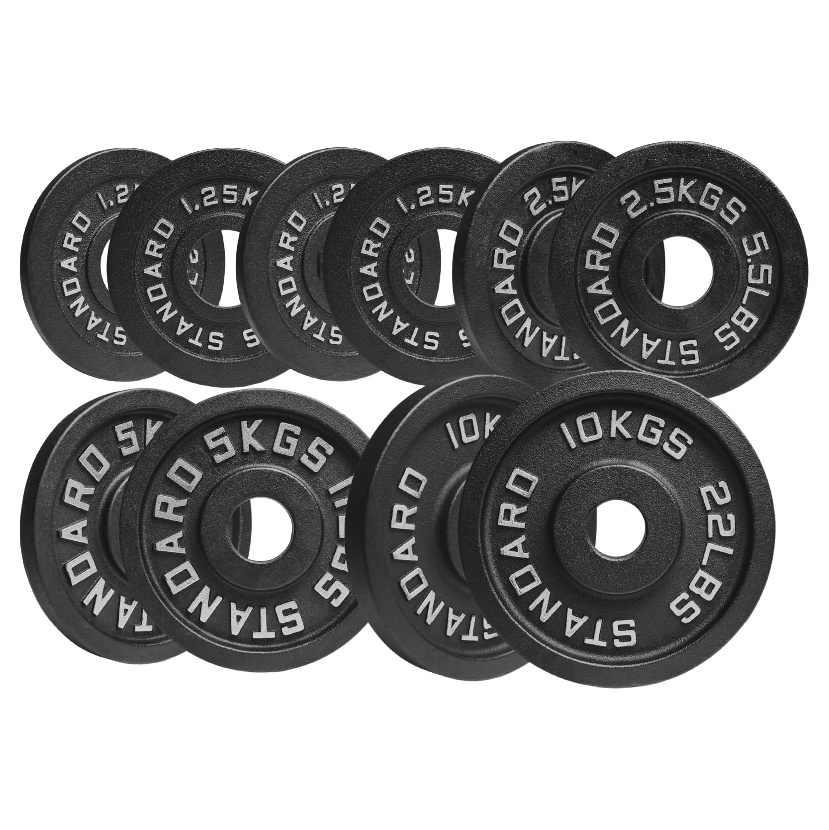 Cast Iron Weight Plates Sets & Pairs (1.25kg–25kg) for Home Gym Strength Training, Weight Lifting & Muscle Building for Men & Women (Without Barbell, 40kg Set)