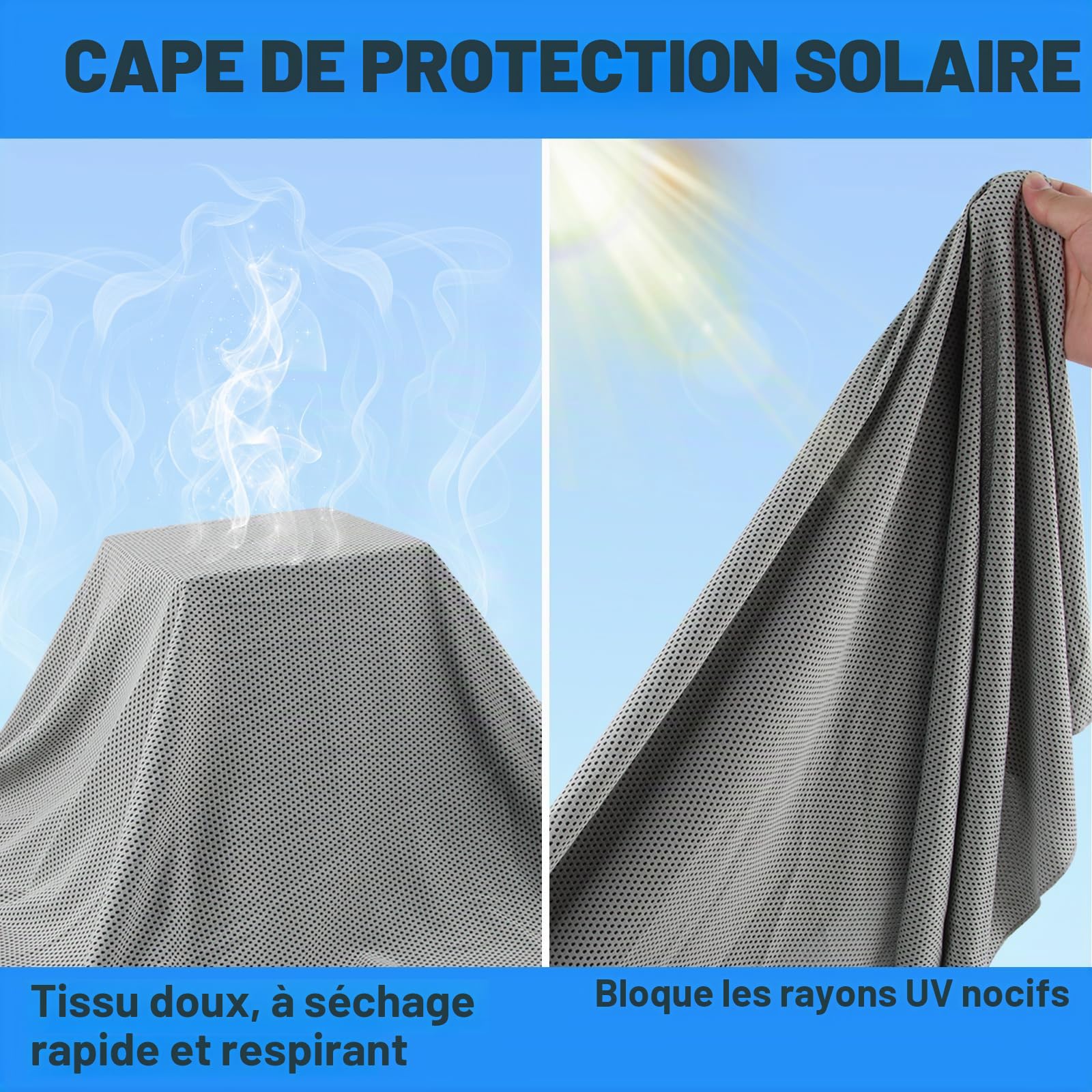 Cape de Protection Solaire, Cape Châle Rafraîchissante, Cape à Capuche Légère, Cape Rafraîchissant, à Séchage Rapide, Légère, à Capuche Rafraîchissante Pour l'Alpinisme