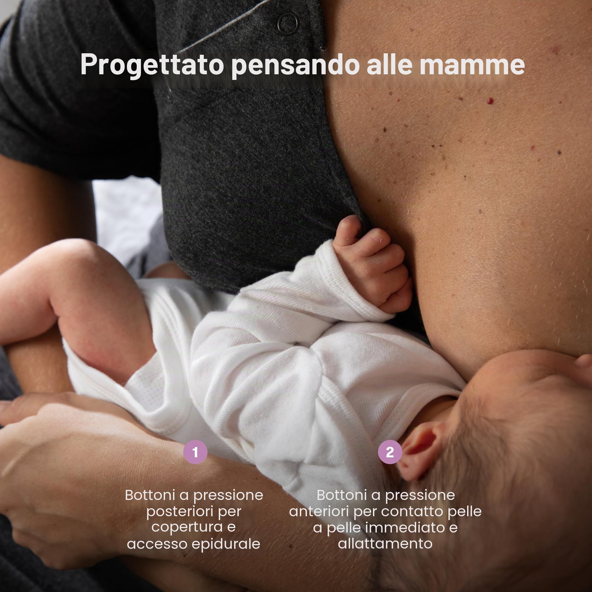 FridaBaby Abito da parto e allattamento | Facile accesso, senza tag, pelle a pelle per l'assistenza infermieristica e copertura completa nella parte posteriore