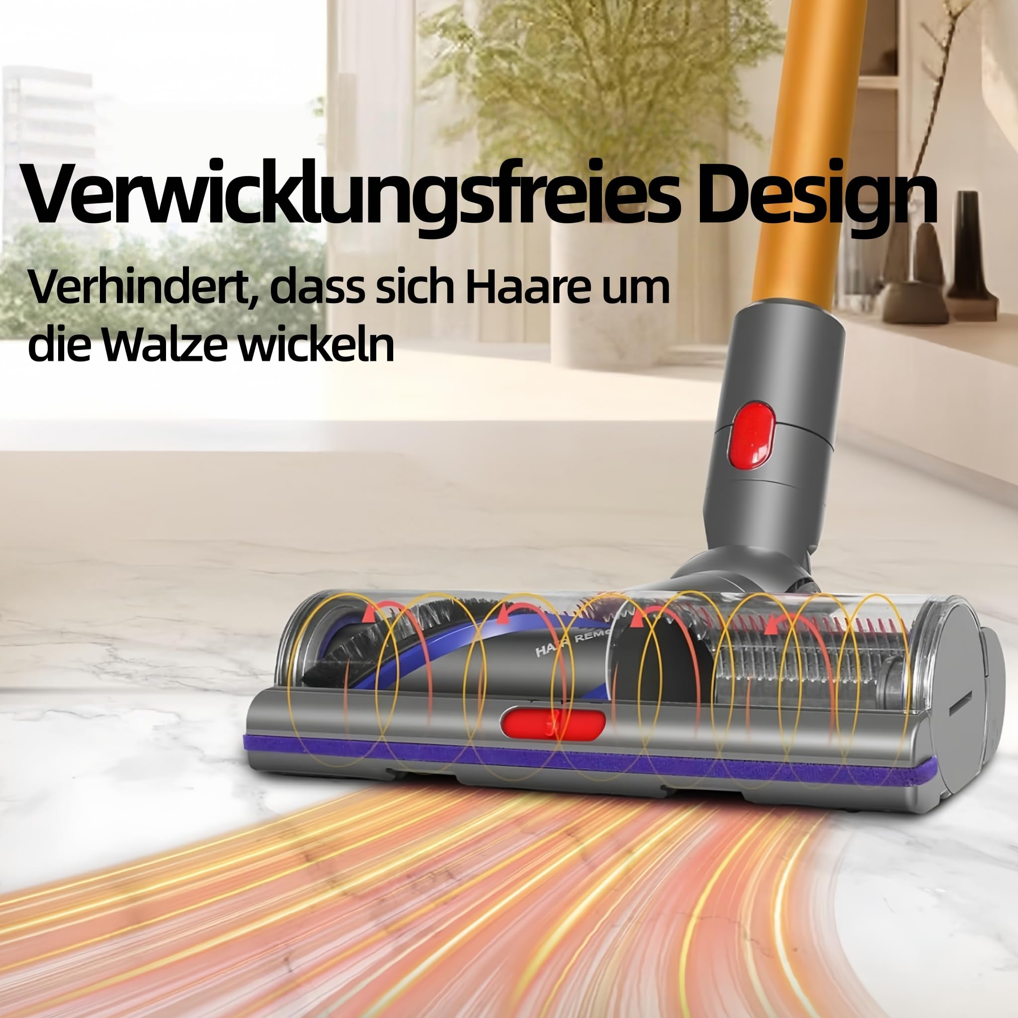 Elektrische Bodendüse für Dyson V15 V11 V10 V8 V7 Aufsatz, Upgrade Torque Drive Bodenbürste mit Anti-Tangle & Einstellbarer Saugkraft, Ersatzbürste Zubehör für Teppich Hartboden und Tierhaare