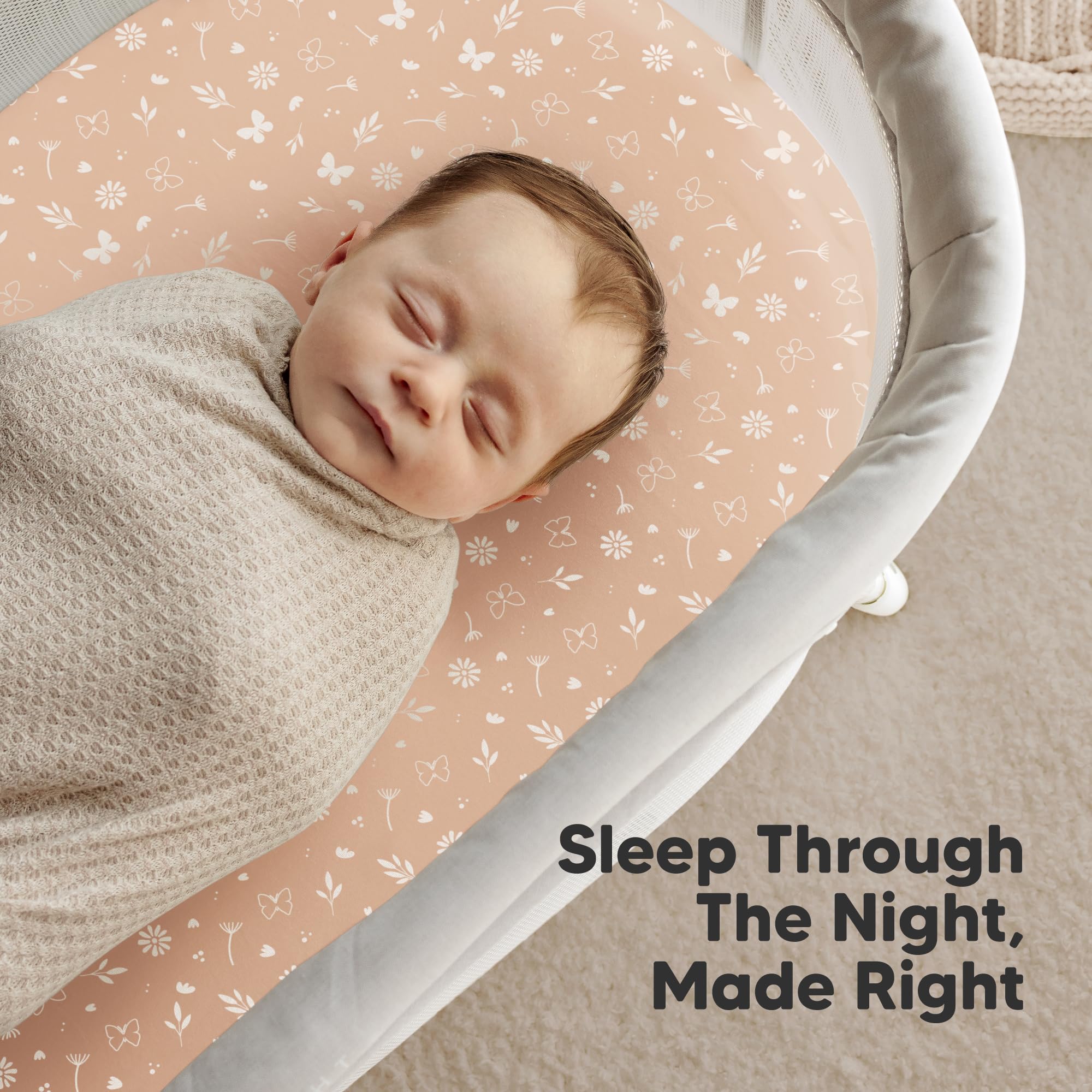 2 confezioni di lenzuola organiche per culla per neonati, per ragazze e ragazzi - 100% lenzuola per materasso per culla in cotone, compatibili con Halo Bassinest Swivel Sleeper, Graco, Baby Delight