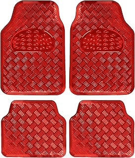 Bdk Universal Fit 4-Piece Metallic Design Car Floor Mat Mt-641-Rd