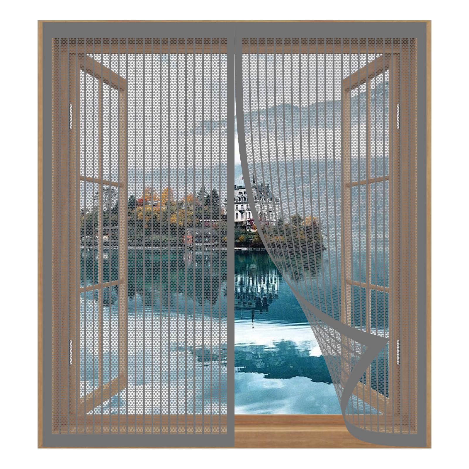 Mosquito Net for Windows 95 x 55 cm Easy Installation No Drilling Or Screwing Transparent Window Screen for Windows Nets to Keep Bugs Out, Grey