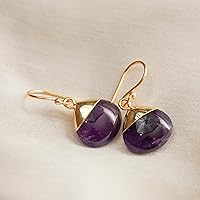 Vista 92 de Gempires - Pendiente de gancho de pera natural, pendiente de meditación, joyería hecha a mano, regalo para ella Yaxaite