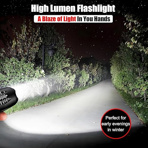Miniatura 2 de Paquete de 10 linternas LED, linterna táctica brillante de alto lúmenes con 5 modos, luz de flash impermeable con zoom, linterna portátil para