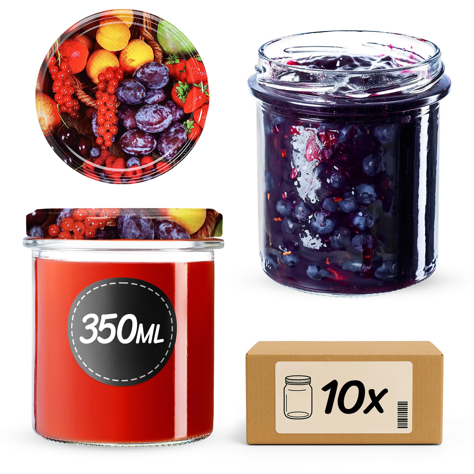 Lot De 24 Pots à Confiture En Verre 425 Ml Avec Couvercles à Visser - Bocaux Conservation Aliments, Confitures, Miel