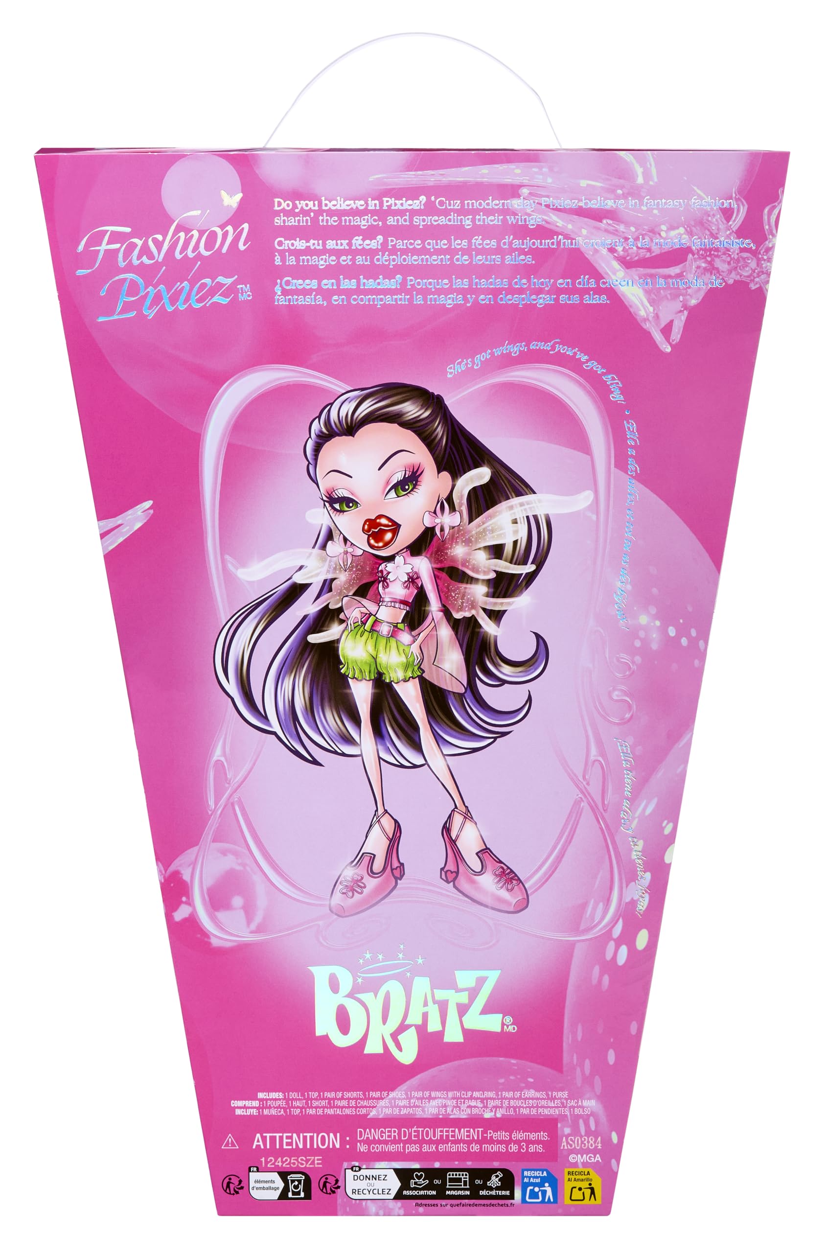 Bratz Fashion Pixiez Jade - Bambola Fantasy da Collezione con Abiti e Accessori Reali, le Ali si Trasformano in un Anello