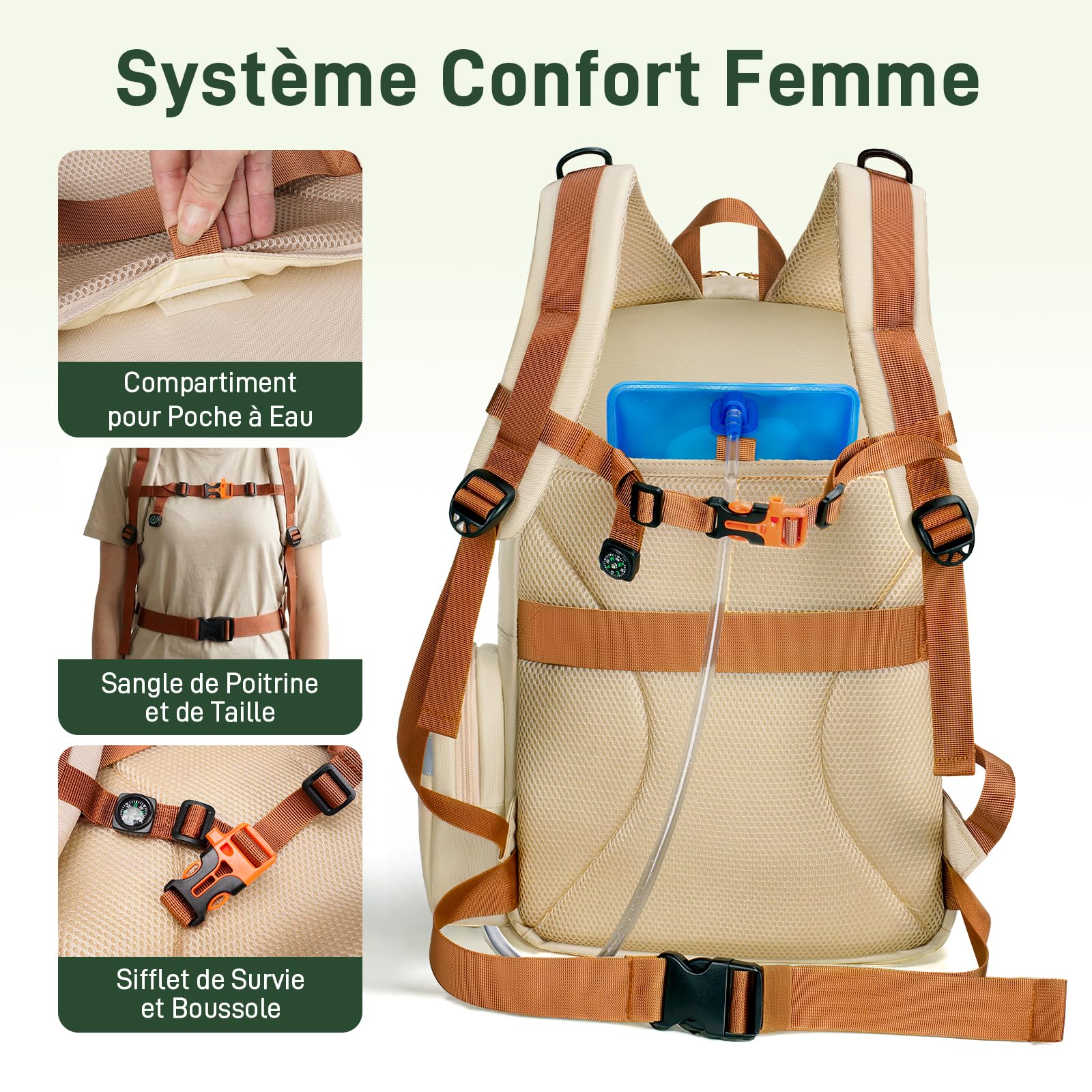 YOREPEK Sac a Dos Militaire 24L(40x30x20), 2 Sets Sac a Dos Tactique | Exbandiable Militaire Multifonctionnel Sacs de Voyage Cabine pour Ordinateur, Randonnée/Trekking/Camping Femme Homme, Kaki