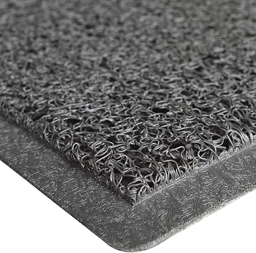 UNIMAT Vinyl Loop Plain Doormat 3X5 - Rubber Smooth Backing - Doormat with Drainage - Ideal for Pool and Outdoor - American Spaghetti Mat -Mesh Floor mat-Rubber Mulch Gray