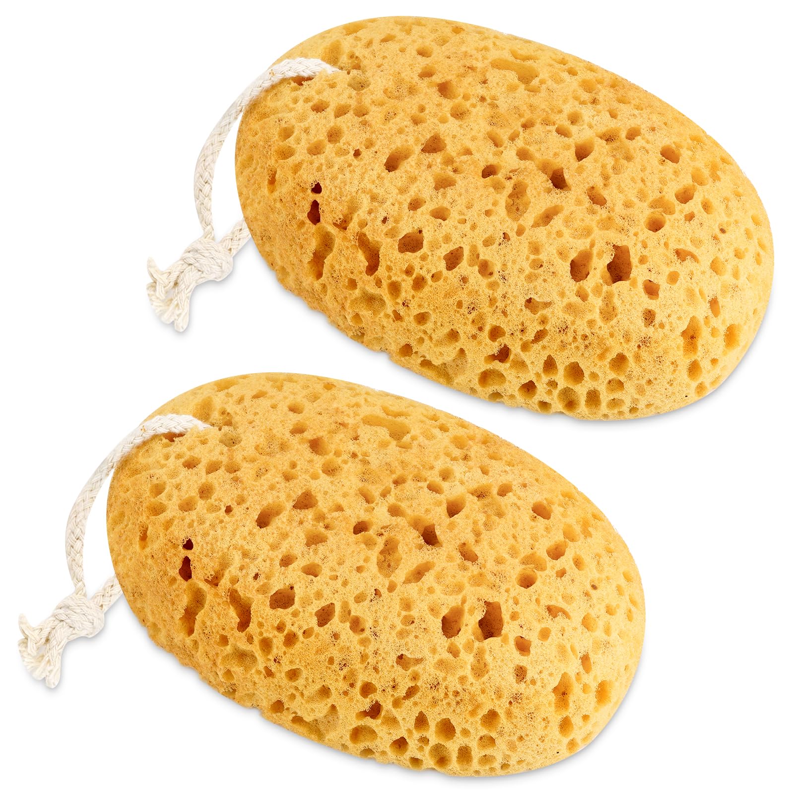 2 Stück Badeschwamm Naturschwamm mit Kordel 15,5 cm Peeling Schwämme Körperschwamm für Duschen & Baden Wabenschwamm Natürlicher Viel Schaum Duschzubehör (B)