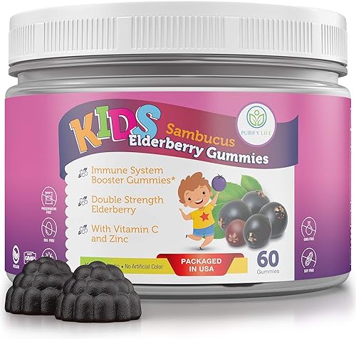 Gomitas de saúco fáciles de masticar para niños y niños pequeños (suministro para 60 días) gomitas de saúco Sambucus con zinc y vitamina C  Alivio