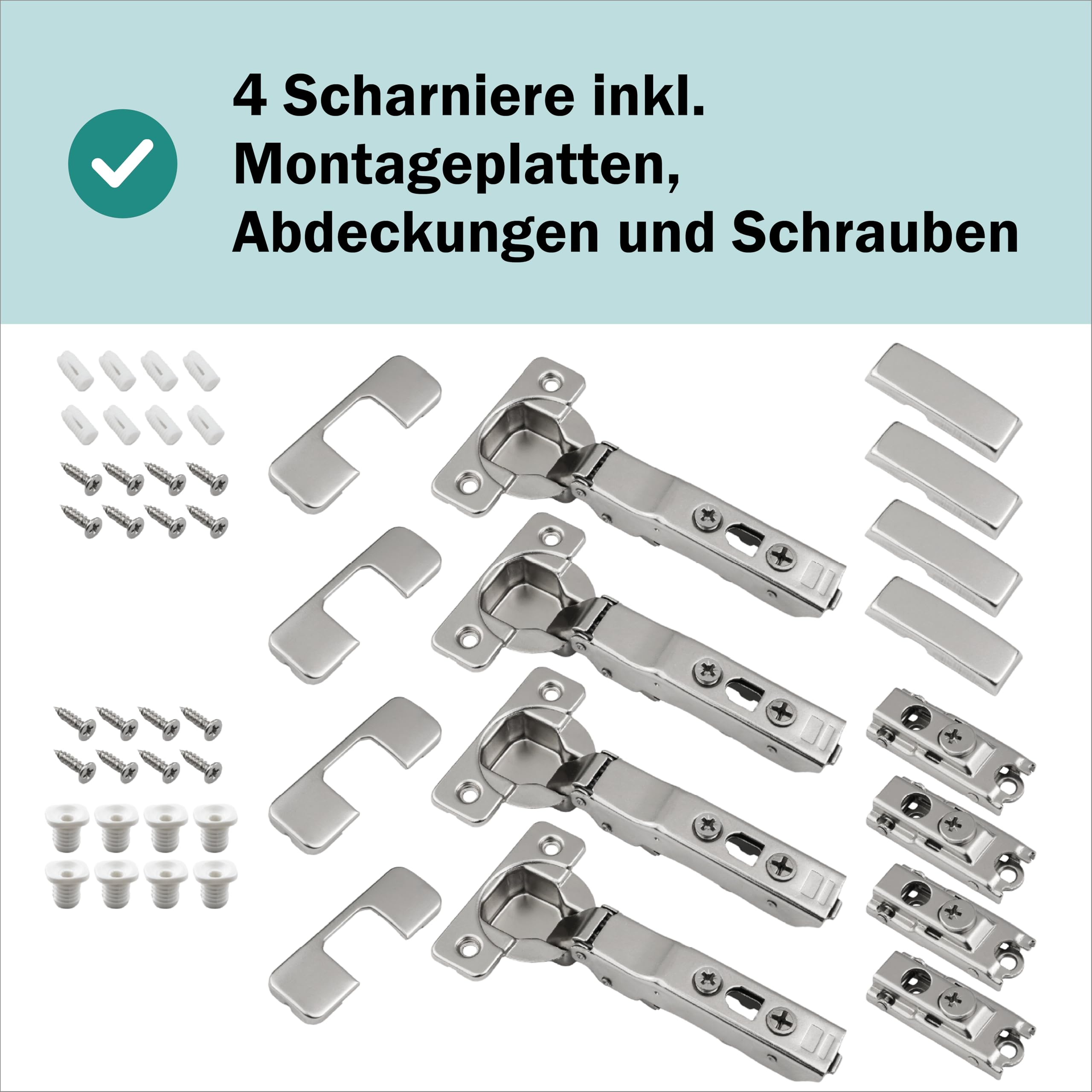 Lot de 4 charnières à fermeture amortie pour charnière Ikea Utrusta 110 | et Metod Kitchen avec amortisseur intégré - Avec instructions de montage (français non garanti)