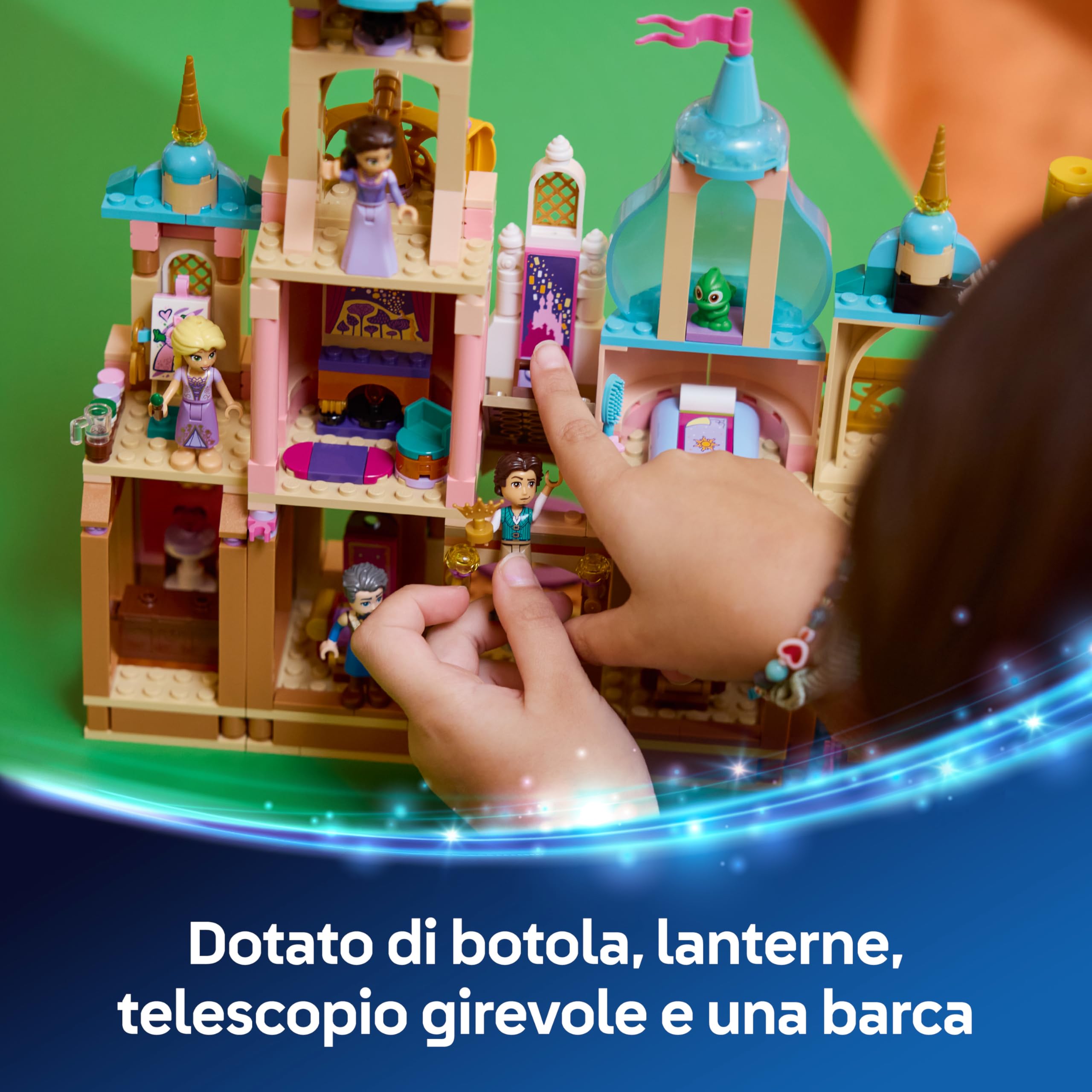 LEGO | Disney Princess Il Castello di Rapunzel Giocattolo - Modello da Esposizione con 4 Mini Bamboline, Figura di Pascal e Accessori - Regalo di Compleanno per Bambine da 6 Anni in su e Fan - 43297