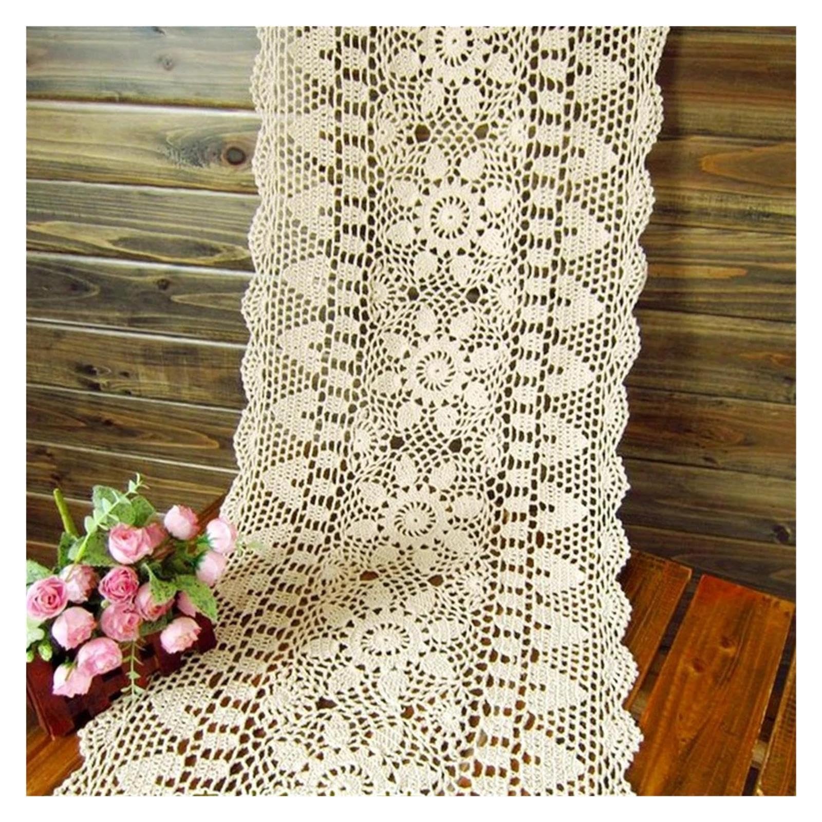 Gehäkelter Tischläufer Tischdecke Handgefertigtes Blumendesign