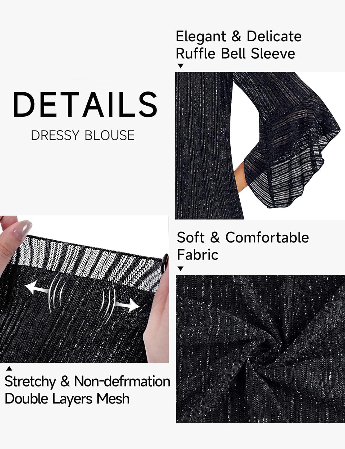 Koscacy Womens Tunic Tops Plus Size Dressy Blouse for Wedding Church Office Wear 3/4 Sleeve Curved Hem V Neck Tops M-2XL - Image 6